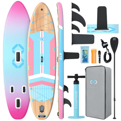 ZLX 11'6"x35" Ultra Wide Inflatable Stand Up Paddle Board | Stable Non-Slip Deck Pad, Unique Fin System, Premium SUP Accessories & Backpack - Upgraded Pump for Adults, All Skill Levels