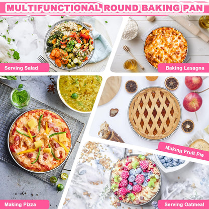 EWFEN 8 Inch Cake Pan Set of 2, Stainless Steel Round Layer Cake Baking Pans Tins, Non-Toxic & Healthy, Leak-proof & Easy Clean & Dishwasher Safe