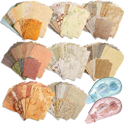 226 Sheets Vintage Scrapbook Paper Kit with Photo Tapes, Textured Scrapbooking Supplies Craft Paper for Junk Journal Supplies Planner Mixed Collage Materials Embellishments