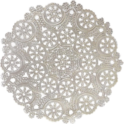 Royal Lace Medallion Lace Round Paper Doilies, 10-Inch, Silver, Pack of 8
