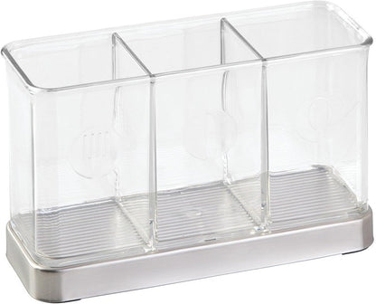 iDesign Forma Utensil Holder for Kitchen Countertop, 3 Compartments for Forks, Knives, Spoons