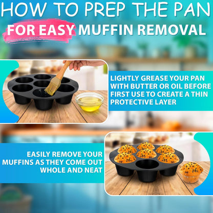 Skiennix Air Fryer Muffin Pan - 7-Cup Silicone Mold for Egg Bites | Heat Resistant & Nonstick