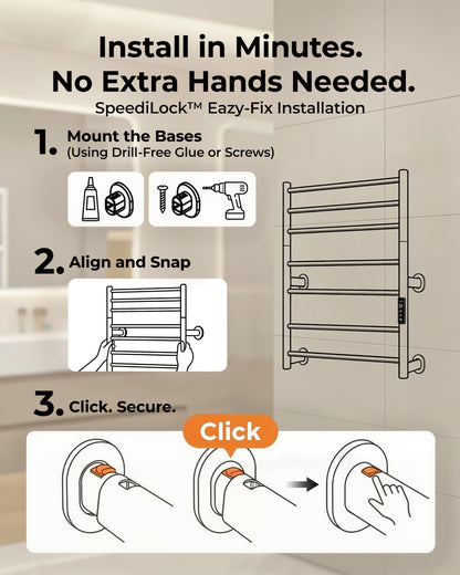 Caldayx Foldable Heated Towel Rack, Dual-Zone Electric Towel Warmer Rack with Timer, GFCI Plug-in or Hardwired, Wall-Mounted, Drill-Free Installation, Matte White, CA3-700X550-Standard-MW