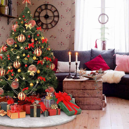 Christmas Tree Plush Skirts, 30 inches White Pure Long Haired Faux Fur Xmas Tree Skirt for Holiday Decorations