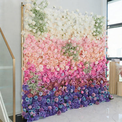 CreateView Artificial Flower Wall Wedding Backdrop, Luxury‌ 3D Silk Floral Party Decor for Wedding Home Hotel Party Baby Show Decor, Quick Assembly/Storage 4 * 8ft (120 * 240cm)