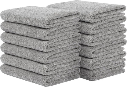 12Inch 12Inch 12 Pack SINLAND Microfiber Face Towels Ultra Soft Facial Washcloths Face Cloth x Grey, Gray