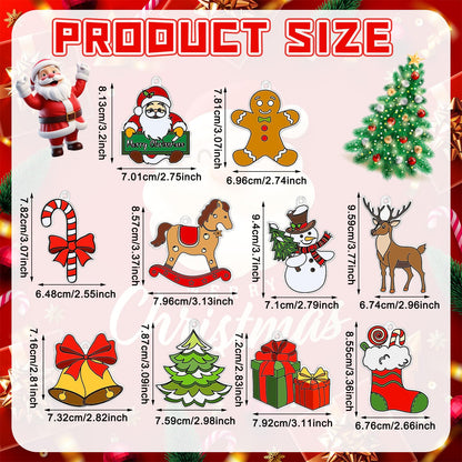 Sonwyoung 30 Sets Christmas Suncatchers Ornament Craft Kits, DIY Glow in The Dark Suncatcher Kits Stained Glass Winter Xmas Window Paint Art for Party Activities Art Craft Party Favors