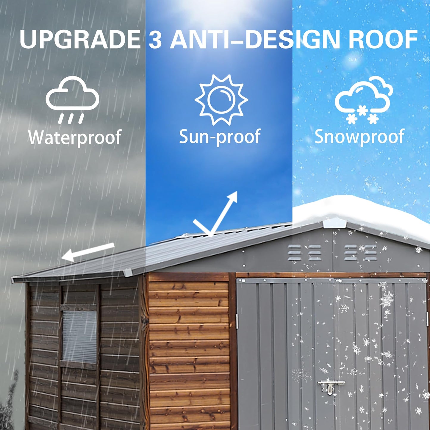 Endark 8x8FT Waterproof & Rust-Resistant Outdoor Storage Shed with Window, Lockable Sliding Doors & Metal Sloped Roof - Ideal for Garden, Backyard, and Patio