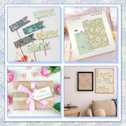 24 Sheets Scrapbook Paper 12" Double-Sided Photo Backdrop Bohemian Patterned (Floral Design J)