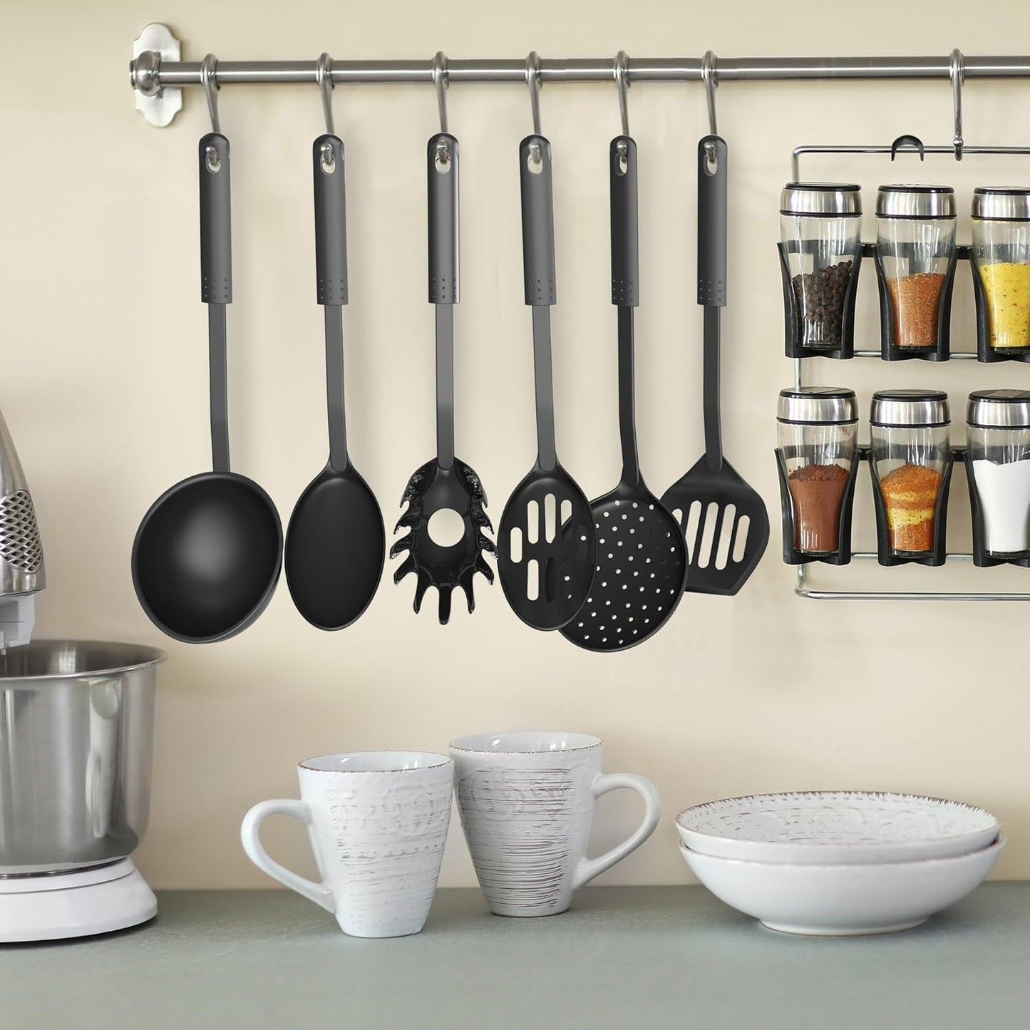Chef Buddy 6-Piece Kitchen Utensils Set, Essential Plastic Cooking Tools including Spatulas, Spoons, and Gadgets