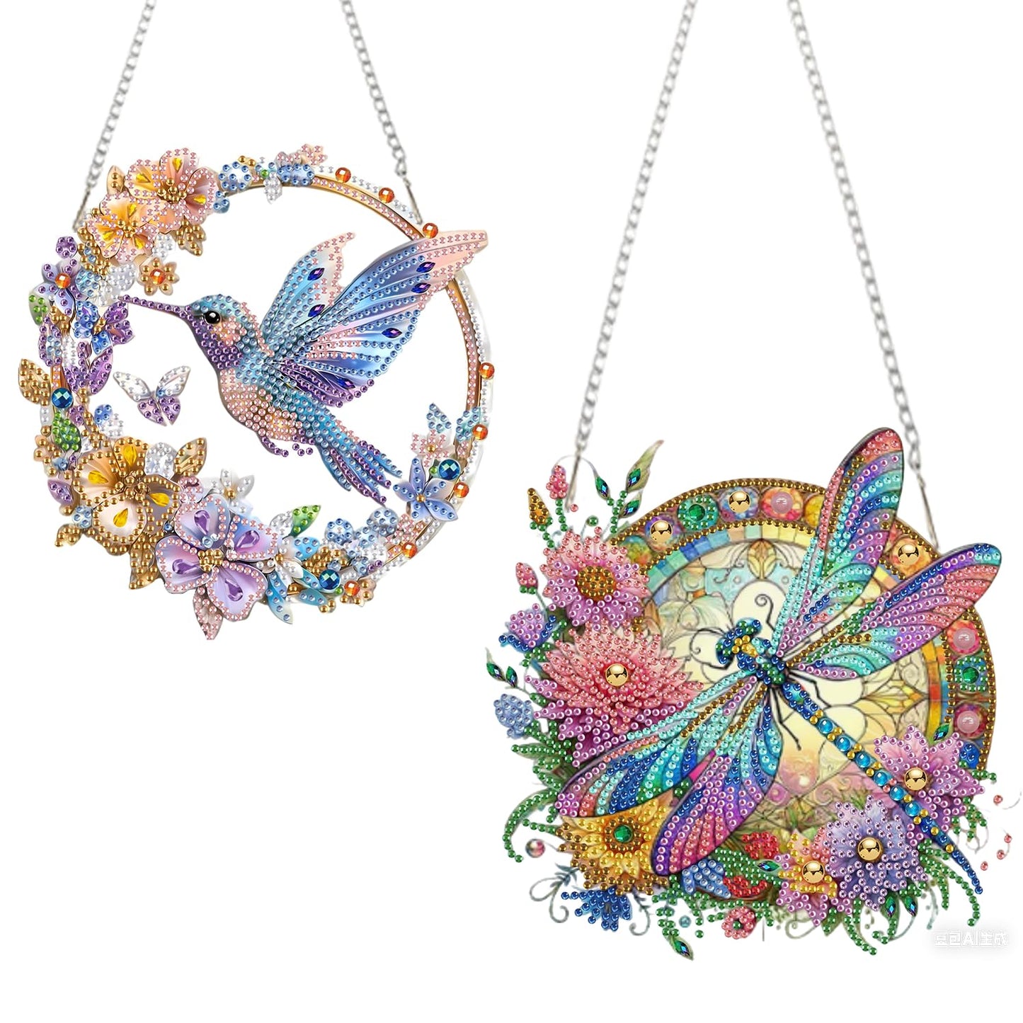 AIBOERL Diamond Art Hanging Kit for Adult,Special Shaped Rhinestone,Double Sided 5D DIY Acrylic Diamond Art Painting Window Pendants Home Garden Wall Hanging Kits Hanging Ornament (2 Pack Bird)