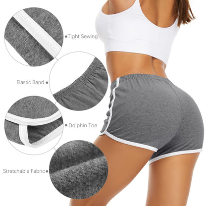 URATOT 7 Pack Womens Cotton Shorts, Dolphin Booty Athletic Gym Sports Shorts for Yoga Lounge Running