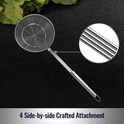 Hiware Solid Stainless Steel Spider Strainer Skimmer Ladle, Kitchen Utensils Wire Strainer Pasta Spoon, 7 Inch