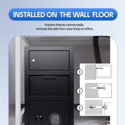 Drop Safe for Business Money Safes with Drop Slot 4.0 CUB Cash Depository Safes Box with Additional Locking Safe Anti-Fishing and Digital Combination for Home Office Hotel Restaurant Liquor Store