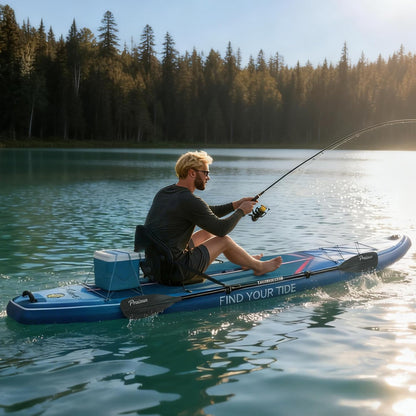 PRAISUN 12’ x 35” Inflatable Paddle Board, 450lbs Extra Wide Stand Up Paddleboard for Youth/Adults of All Skill Levels, Stable SUP with Seat & Full Kit, for Fishing, Yoga, Lake & Ocean, Blue
