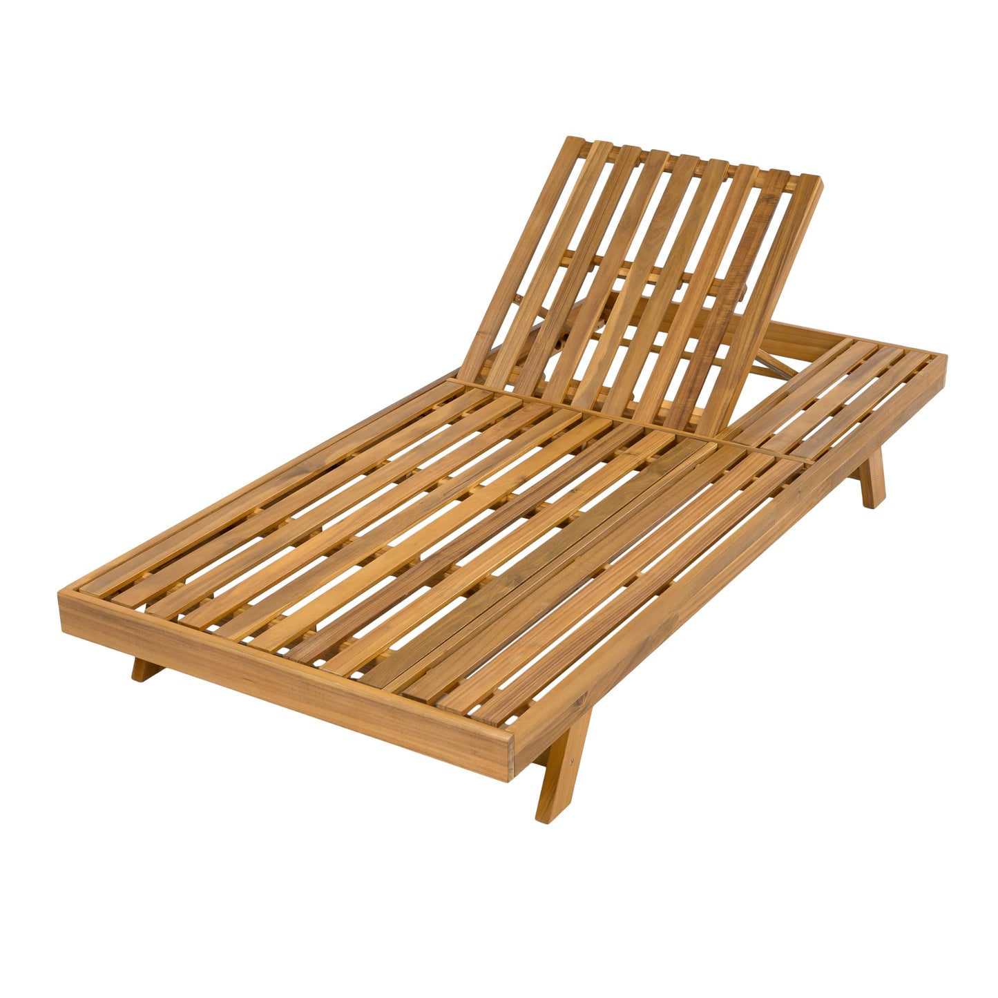 Christopher Knight Home Kayes Acacia Wood Chaise Lounge with 4'' Cushion, Outdoor 79'' Patio Recliner Chair with 4-Position Adjustable Backrest, Sun Lounger for Poolside Backyard, Teak+Cream
