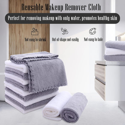 12 Pack Set TENSTARS Premium Washcloths - Quick Drying- Soft Microfiber Coral Velvet Highly Absorbent Wash Clothes