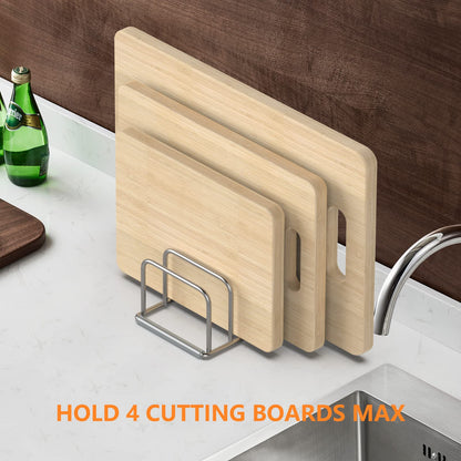 KORRTFID Cutting Board Organizer Stand Holder,304 Stainless Steel Chopping Board Holder,Pot Pan Lid Holder Rack kitchen Shelf Bakeware,Cookie Sheets Organizer (1.0 Inch Width Slots)