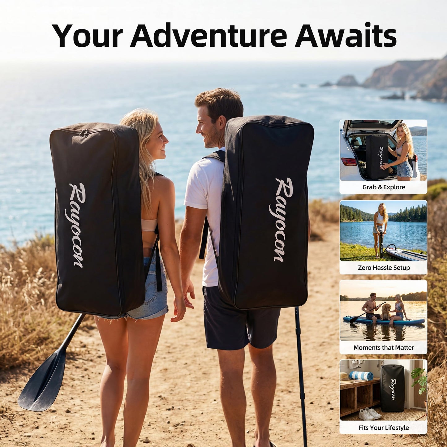 Inflatable Stand Up Paddle Board 11'×34" Extra Wide SUP, Ultra-Stable for Adults & Dog, 450lbs, Dual Chamber Pump, Fiberglass Paddle, Military Grade Dual Layer, Jellyfish Flow Design（Blue）