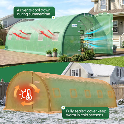 Quictent 25x10x6.6 FT Premium Greenhouse for Outdoors with 2 Door Frames, Reinforced Top Structure & Cover, Large Heavy Duty Walk-in Tunnel Hoop Green House for Garden Backyard Flower Winter, Green
