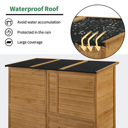 Macrout Outdoor Storage Cabinet with 3 Shelves (4.8 x 2.1 x 6.2 ft), Wood Storage Shed with Roof, Tall Garden Shed with 1 Foldable Table for Yard Patio Lawn, 1815