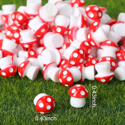 160 Yulejo Pcs Tiny Mushroom Miniature Figurines, Realistic Resin Mushroom Statue Decor, Red, Modern Contemporary