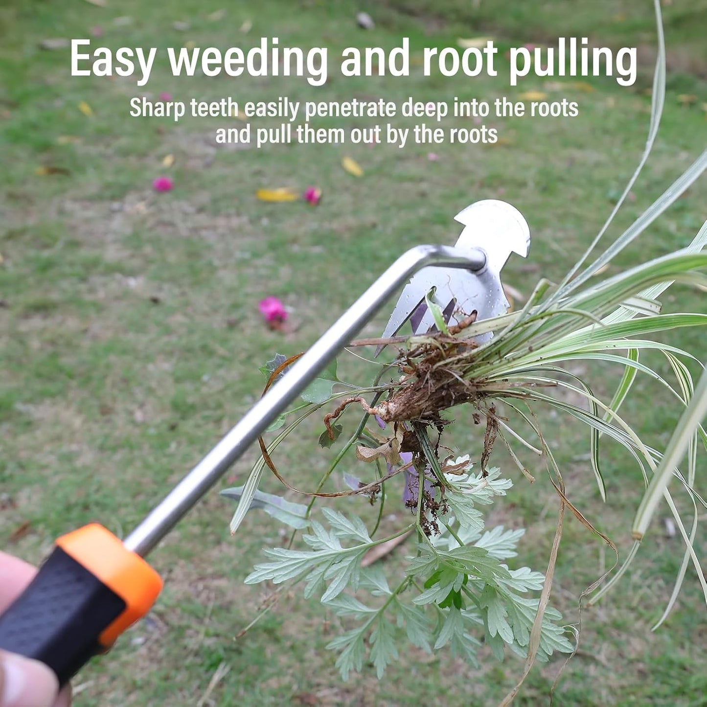 SIXCAR Weed Remover Tool - Portable Garden Weeder with Rubber Handle for Easy Uprooting & Planting