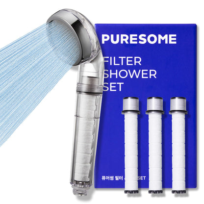 BODYLUV Puresome Filtered Shower Head, Korea's Best Handheld Shower Head with Filter, High Water Pressure, Softer Skin & Hair, Made in Korea, 6-Month Supply (3 Filter Replacements Included)