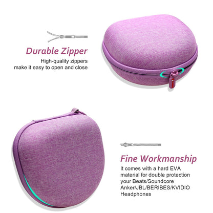 Headphone Headset Case for JLab JBuds Lux ANC/Lorelei X8/Beats/JBL/TOZO/BERIBES/Picun/KVIDIO Noise Cancelling Over-Ear Foldable Headphones (Purple)