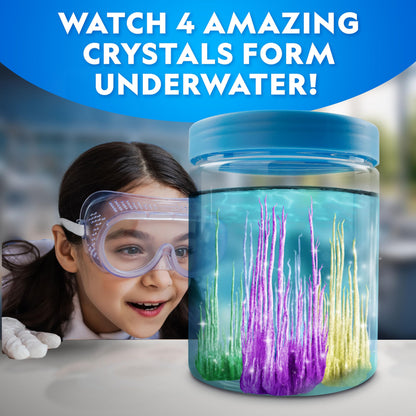 National Geographic Ultimate Crystal Growing Kit – Grow 5 Types of Crystals Including Glow in the Dark, Dinosaur Figure, Underwater Crystals & Crystal Trees with Learning Guide, STEM Science Kit