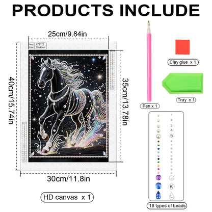 WSLWXSHM Pearl Diamond Painting Kits for Adults Horse, 5D Special Shape Diamond Art Kits for Beginners, Crystal Rhinestones Diamond Painting for Home Wall Decoration Gift 12×16inch/30×40cm Animal