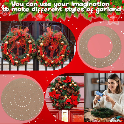 Thyle 6 Pcs Round Wreath Boards with Holes Wooden Summer Wreath Flower Boards Wood Ring Wreath Frame Supplies with 100 Nylon Cable Ties for DIY Crafts, Fall, Holiday Wedding Home Decor