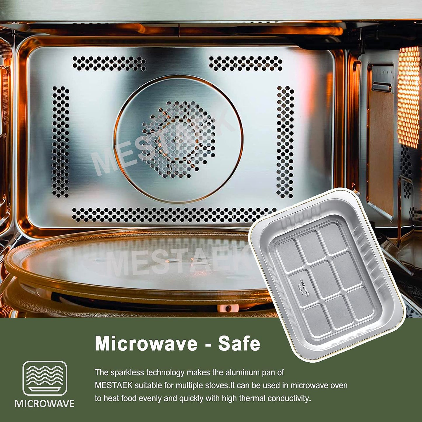 MESTAEK 8.5" x 6.5" Heavy-Duty Aluminum Foil Pans with Lids, 47oz, 5 Pack – Extra-Thick Disposable Foil Containers for Oven, Baking, Freezer & Food Storage