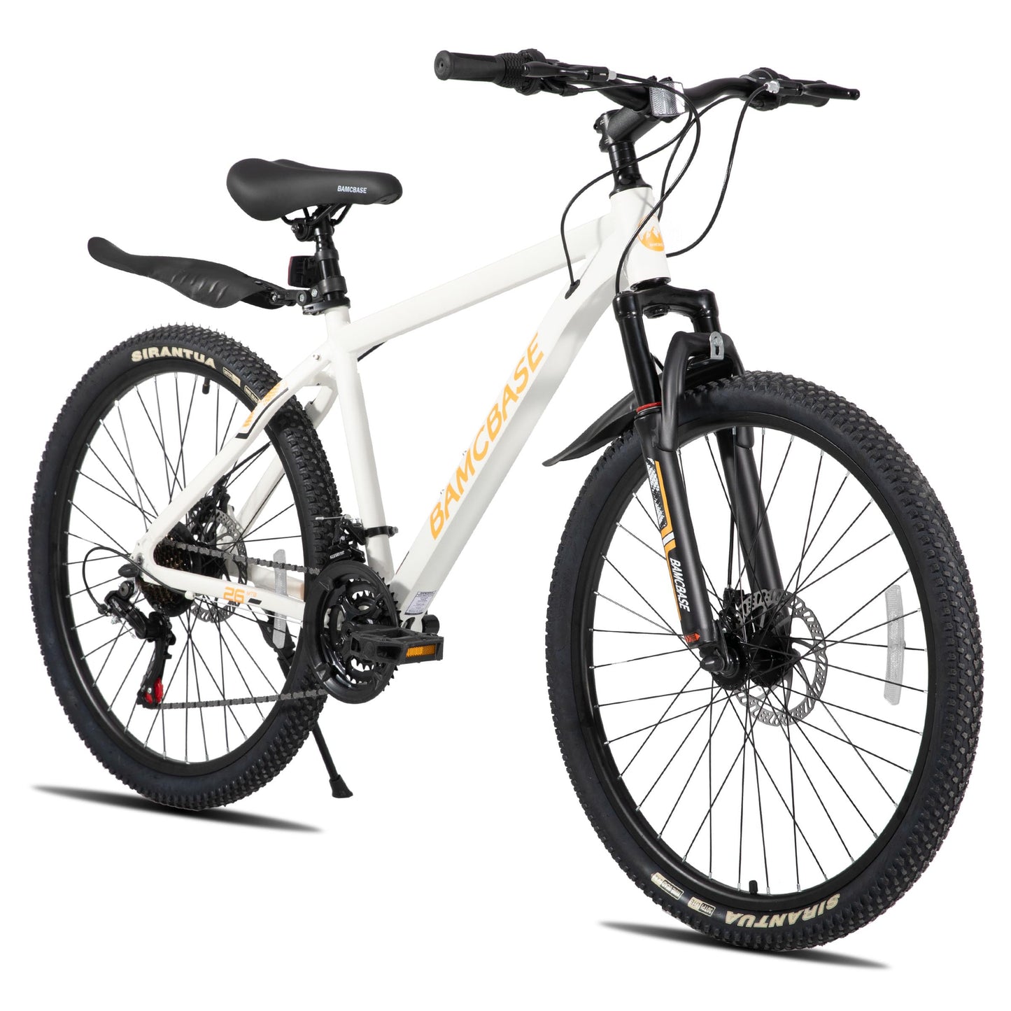 HH HILAND 27.5 Inch Mountain Bike, Mens and Womens Aluminum Frame MTB with 21 Speeds, Dis Brake, Hardtail Bicycle for Adults White