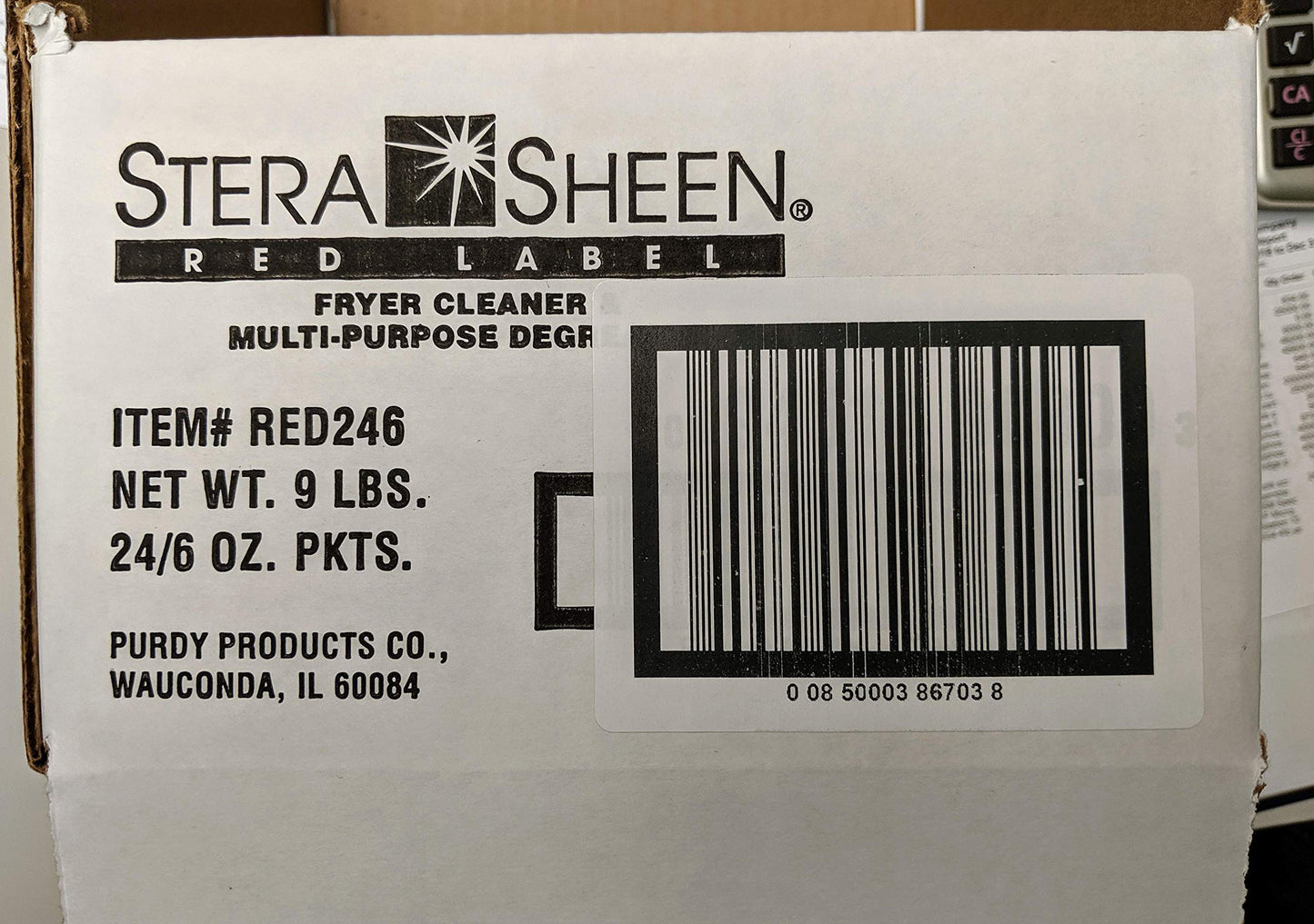 Stera Sheen Fryer Cleaner, 24 x 6 oz. Pkts, Stera Red Label Food Grade Fryer Cleaning Powder, Fryer Boil Out, Easy Use Portion Packets