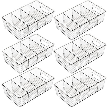 Stackable 6 Pack Snack Organizer for Pantry Shelf,Clear Pantry Organizers and Storage Bins for Fridge,Office,Cupboard,Plastic Pantry Snack Organizer For Breast Milk,Tea Bag,Food Storage Containers