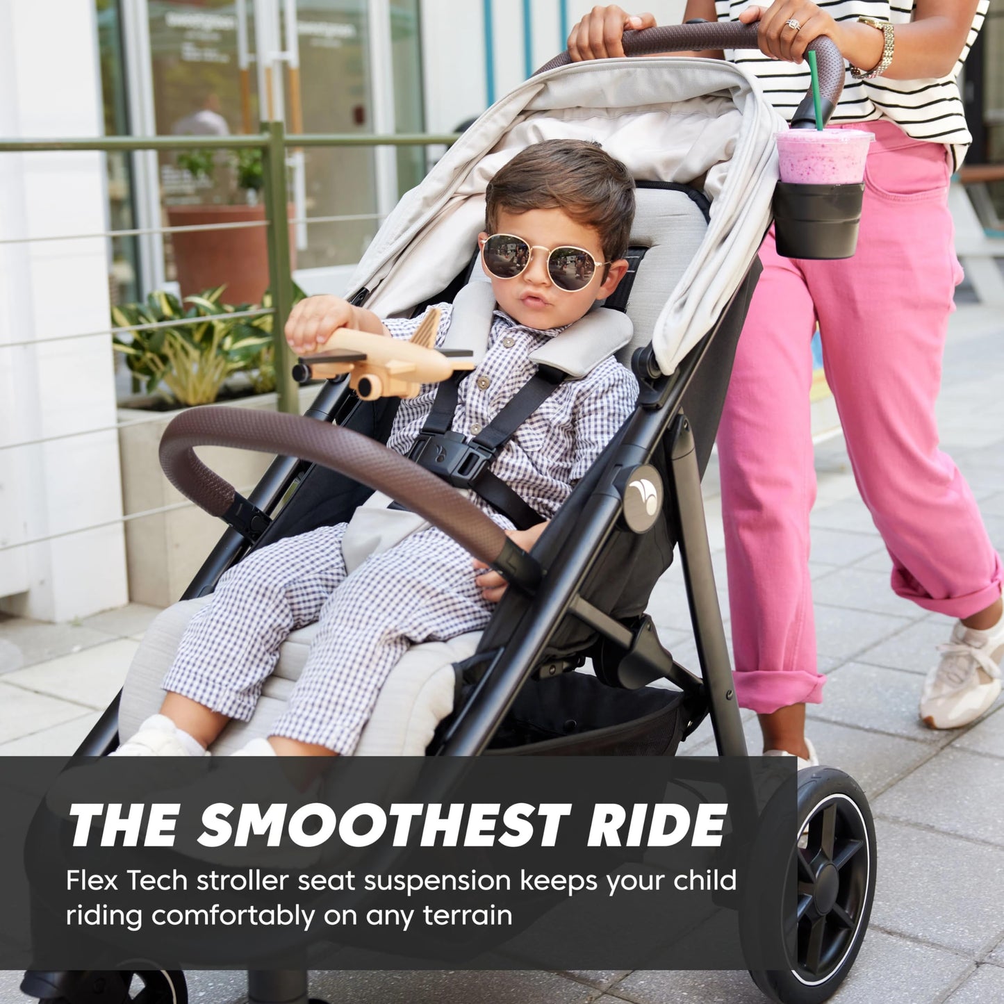 Baby Jogger® City Mini Air Lightweight Stroller, Compact Baby Stroller with All-Terrain Wheel Suspension Adjustable Seat with Calf Support Compact Fold, Frosted Ivory