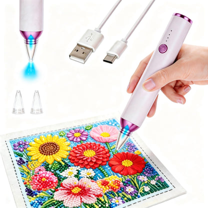 Electric Diamond Painting Art Pen, Vacuum Diamond Art Pen with 2 Replaceable Tips, Ergonomic Design, No Wax Needed Diamond Painting Tools with Adjustable Suction Mode