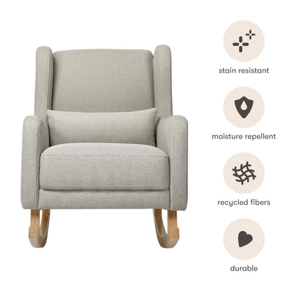 Babyletto Kai Rocker in Performance Grey Eco-Twill with Light Legs, Water Repellent & Stain Resistant, Greenguard Gold and CertiPUR-US Certified