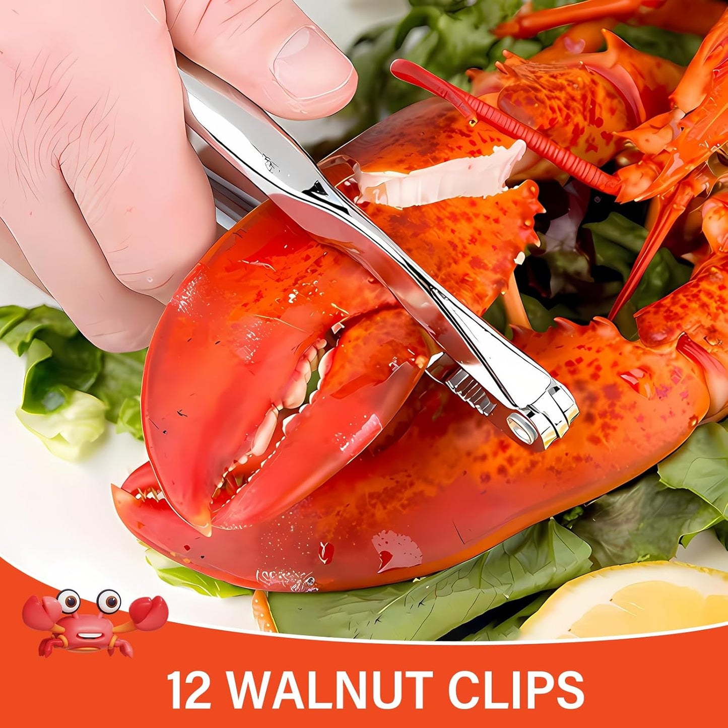 WHDLQFL 16 Pack Set, Lobster Crackers and Picks Crab Leg Cracker Tools, Stainless Steel Seafood Crackers & Forks