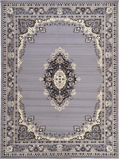 Unique Loom Reza Collection Traditional Persian Style Area Rug, 9 ft 10 in x 13 ft, Gray/Ivory
