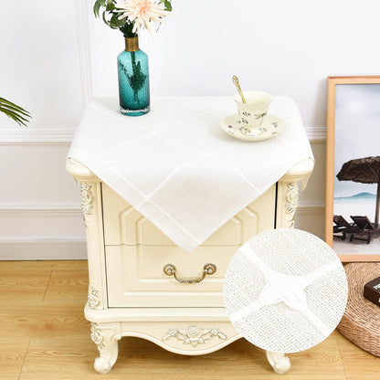 24 24 inch NEWISHER Farmhouse Embroidered Plaid Tablecloth Lattice Fabric Bedside Table Cloth Rustic Checkered Small