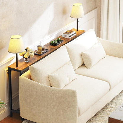 29.5" CT75DBR YATINEY Narrow Console Table, Behind Couch Table, Small Entryway Table with Light, Thin Sofa Table