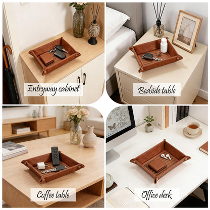 KAGREC Leather Valet Tray Birthday Gift for Dad Husband Leather Jewelry Tray for Father Day Gift Valentine’s Day