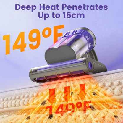 Yassol Mattress Vacuum Cleaner, Handheld Bed Vacuum Cleaner with 16Kpa Suction, 253.7nm UV-C Light, 149℉ Hot Air, Double-Cup Handheld Vacuums for Bed, Sofa, Couch, Crib (Corded, 550W)