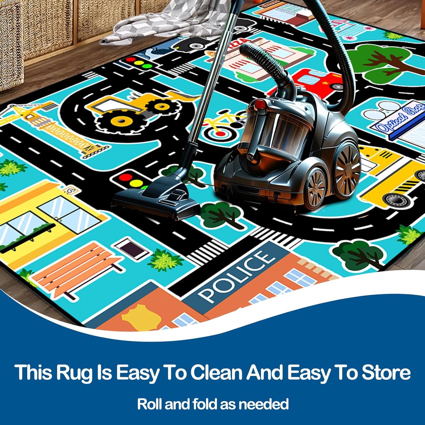2.5x4 Car Rug Play Mat - Kids Play Carpet City Life Road Map Rug Educational Traffic Track Car Mat for Kids Toy Cars
