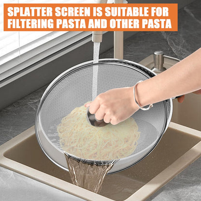 2-Pack Splatter Screens for Frying Pan - Stainless Steel Grease Splatter Guard with Foldable Knob, Ultra-Fine Mesh, Rust-Free (10" & 13") - No Oil Mess, No Burns,Ultra Fine Mesh