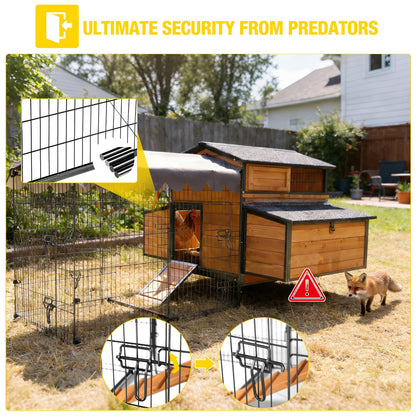 Large Mobile Chicken Coop with Run, Wheels & Leakproof Pull-Out Tray – Weatherproof Hen House with Nesting Box for Chickens, Ducks, Rabbits