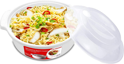 Zdesign Microwave Ramen Cooker - Noodle or Soup Bowl for Breakfast, College Dorm Essentials, Dishwasher-Safe