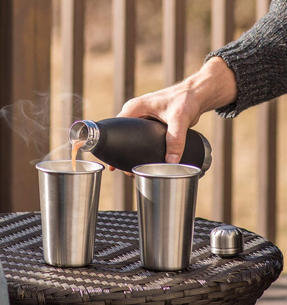 Modern Innovations 16 Ounce Stainless Steel Pint Cups - Stackable Pint Cup Tumblers For Travel – Metal Cups For Drinking Outdoors - 16 Oz Reusable Steel Cups - 5 Pack